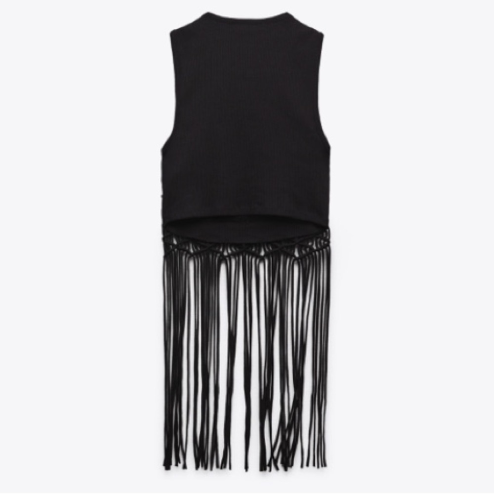 ZARA MIXED MACRAMÉ TOP - Picture 3 of 5